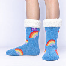 Load image into Gallery viewer, The Foozie™ Rainbow slipper socks, front view
