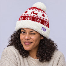 Load image into Gallery viewer, The Foozie™ Reindeer Christmas Beanie, worn by a woman
