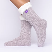 Load image into Gallery viewer, The Foozie™ in Light Gray, side view worn in Medium with the sherpa cuff folded down
